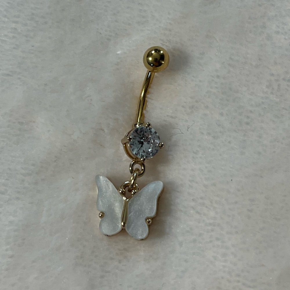 Gold Butterfly Belly Ring